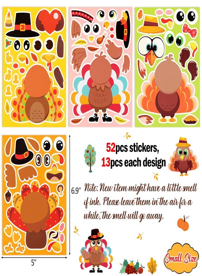Moon Boat 52pcs Thanksgiving Crafts for Kids, Make-A-Turkey Stickers Party Games/Favors/Supplies(Style 2) - Image 3